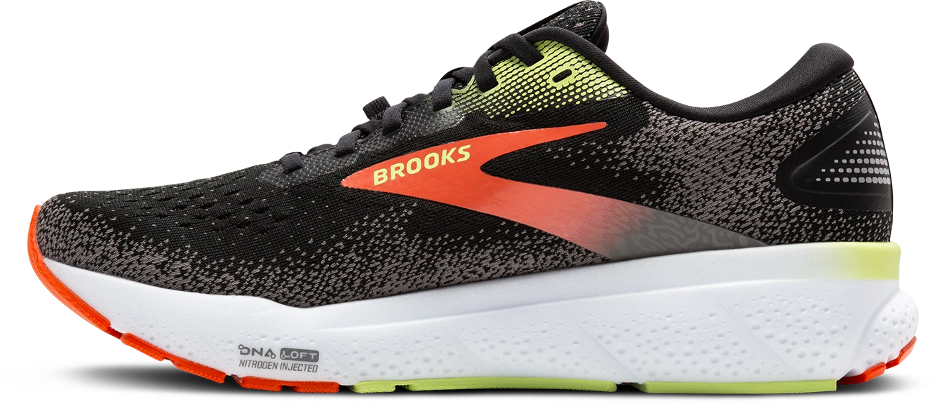 BROOKS Men's Ghost 16 GTX (049 - Black/Mandarin Red/Green) 2 BROOKS Men's Ghost 16 GTX (049 - Black/Mandarin Red/Green) - Image 2