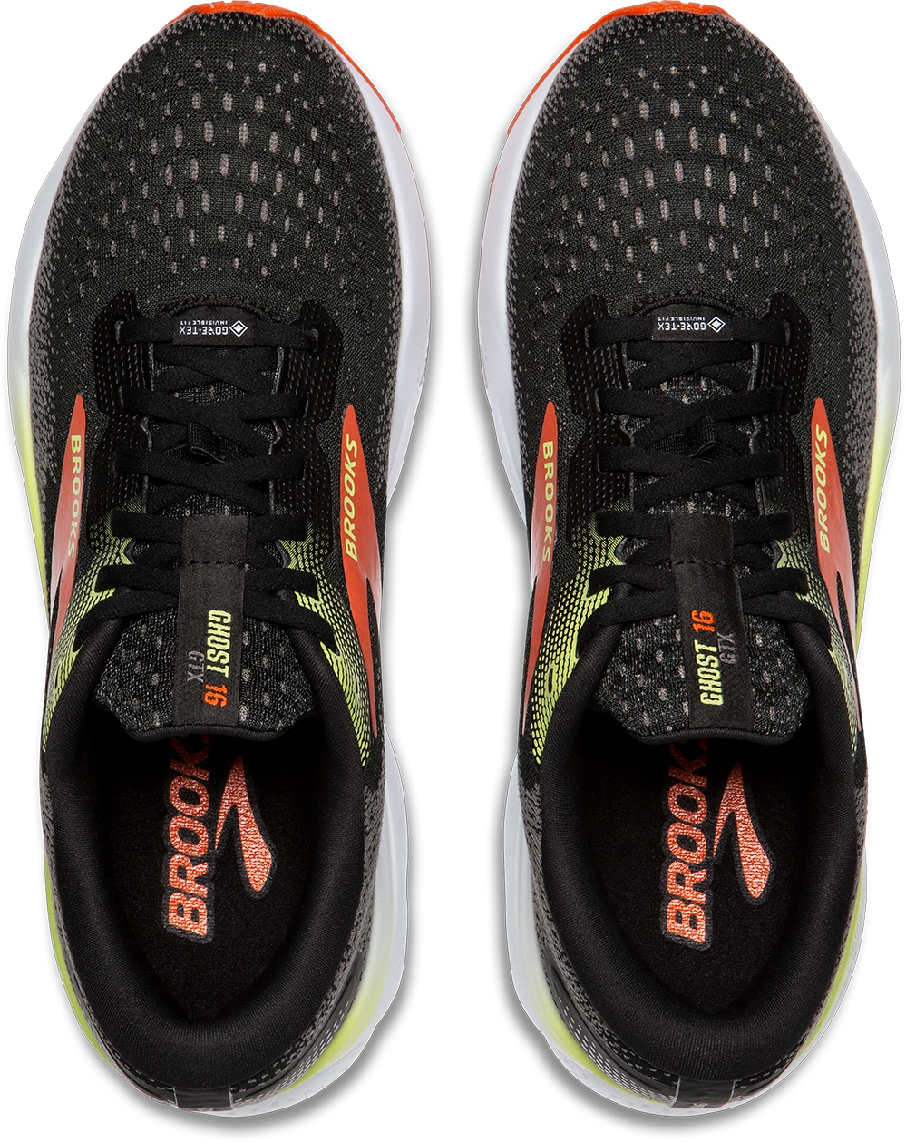 BROOKS Men's Ghost 16 GTX (049 - Black/Mandarin Red/Green) 4 BROOKS Men's Ghost 16 GTX (049 - Black/Mandarin Red/Green) - Image 4