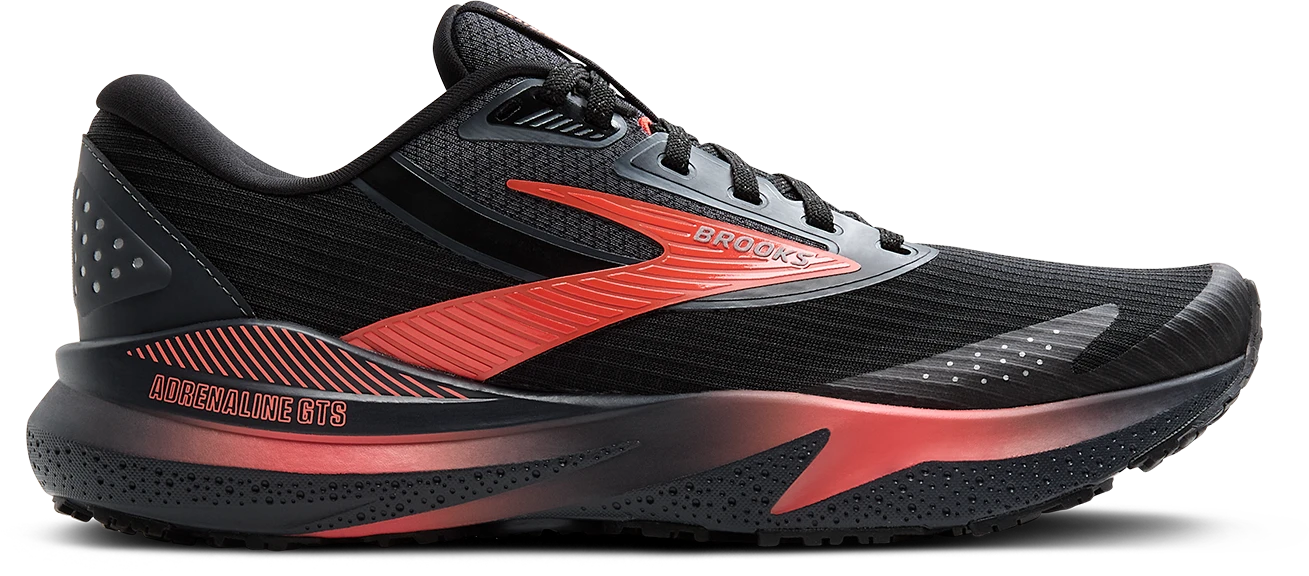 BROOKS Women's Adrenaline 24 Weatherized (044 - Black/Ebony/Hot Coral) 1 BROOKS Women's Adrenaline 24 Weatherized (044 - Black/Ebony/Hot Coral)