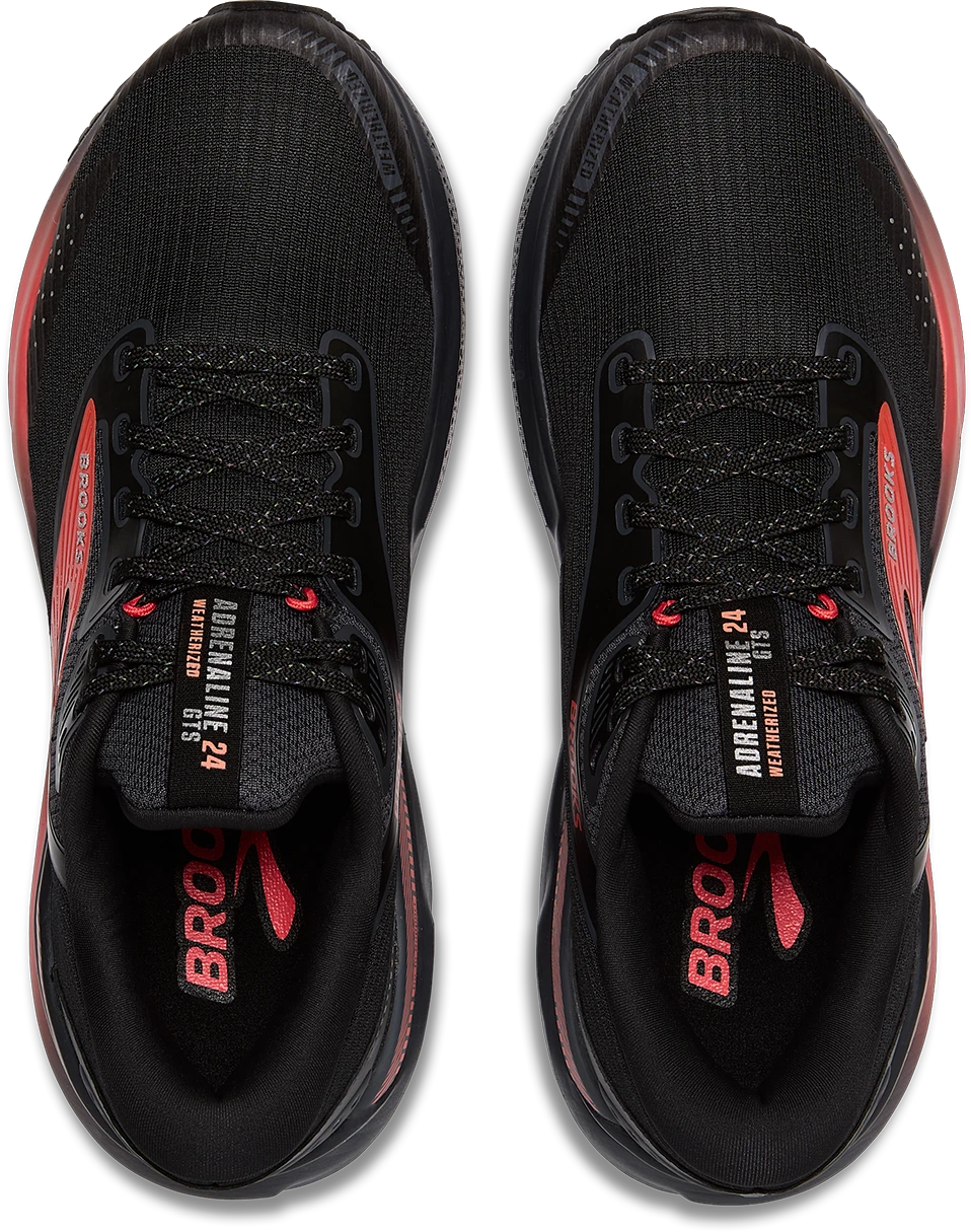 BROOKS Women's Adrenaline 24 Weatherized (044 - Black/Ebony/Hot Coral) 4 BROOKS Women's Adrenaline 24 Weatherized (044 - Black/Ebony/Hot Coral) - Image 4
