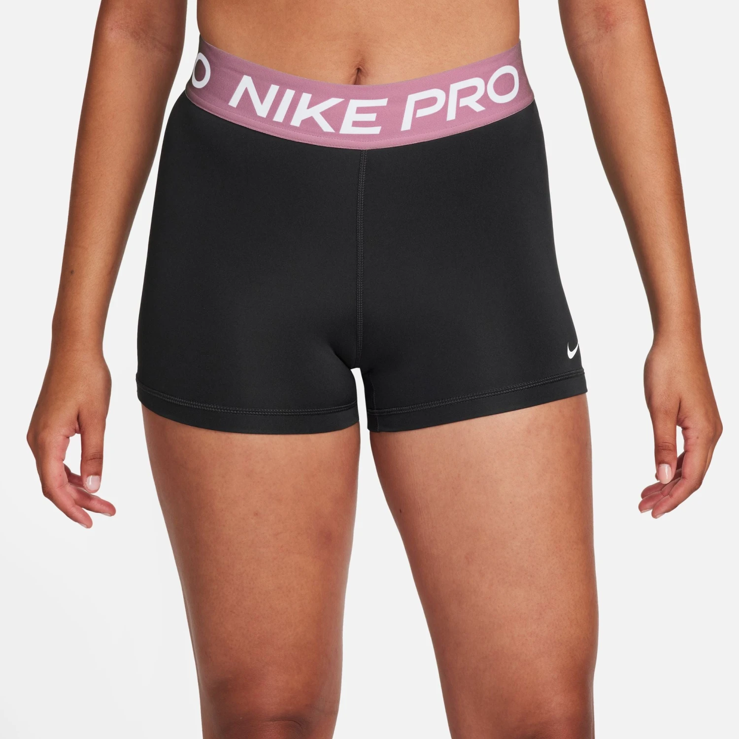 Nike Women's Pro 3" Shorts (027 - Black/Elemental Pink/White) 1 Nike Women's Pro 3" Shorts (027 - Black/Elemental Pink/White)