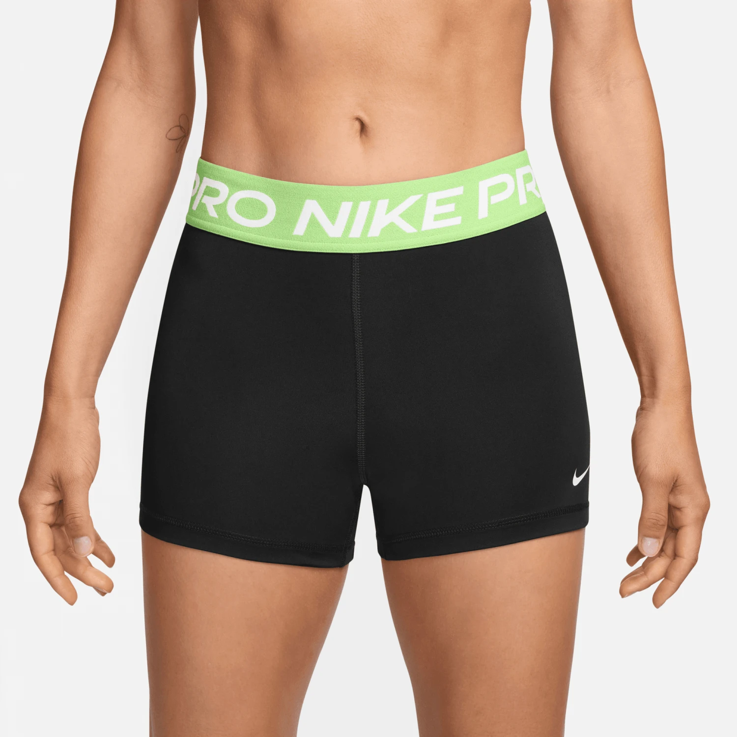 Nike Women's Pro 3" Shorts (035 - Black/Barely Volt/White) 1 Nike Women's Pro 3" Shorts (035 - Black/Barely Volt/White)