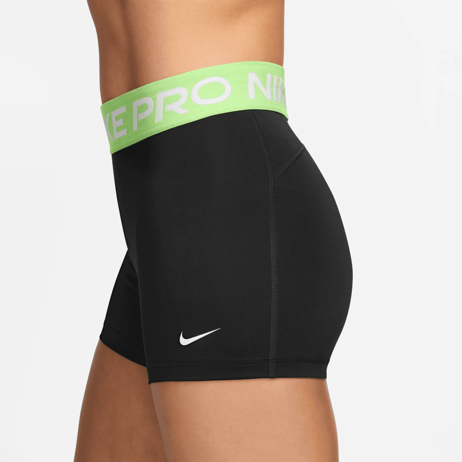 Nike Women's Pro 3" Shorts (035 - Black/Barely Volt/White) 2 Nike Women's Pro 3" Shorts (035 - Black/Barely Volt/White) - Image 2