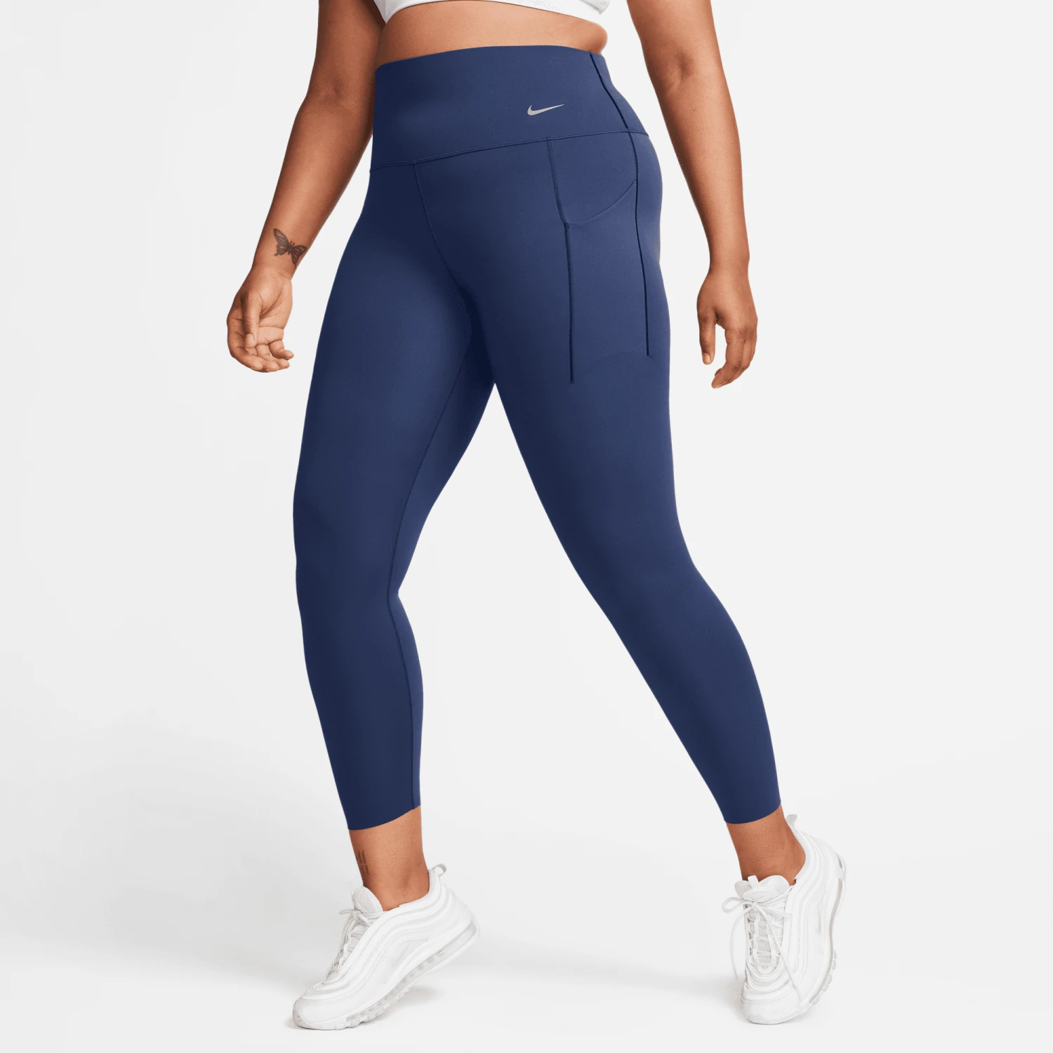 Nike Women's Universa Medium-Support High-Waisted 7/8 Leggings (410 - Midnight Navy/Black) 1 Nike Women's Universa Medium-Support High-Waisted 7/8 Leggings (410 - Midnight Navy/Black)
