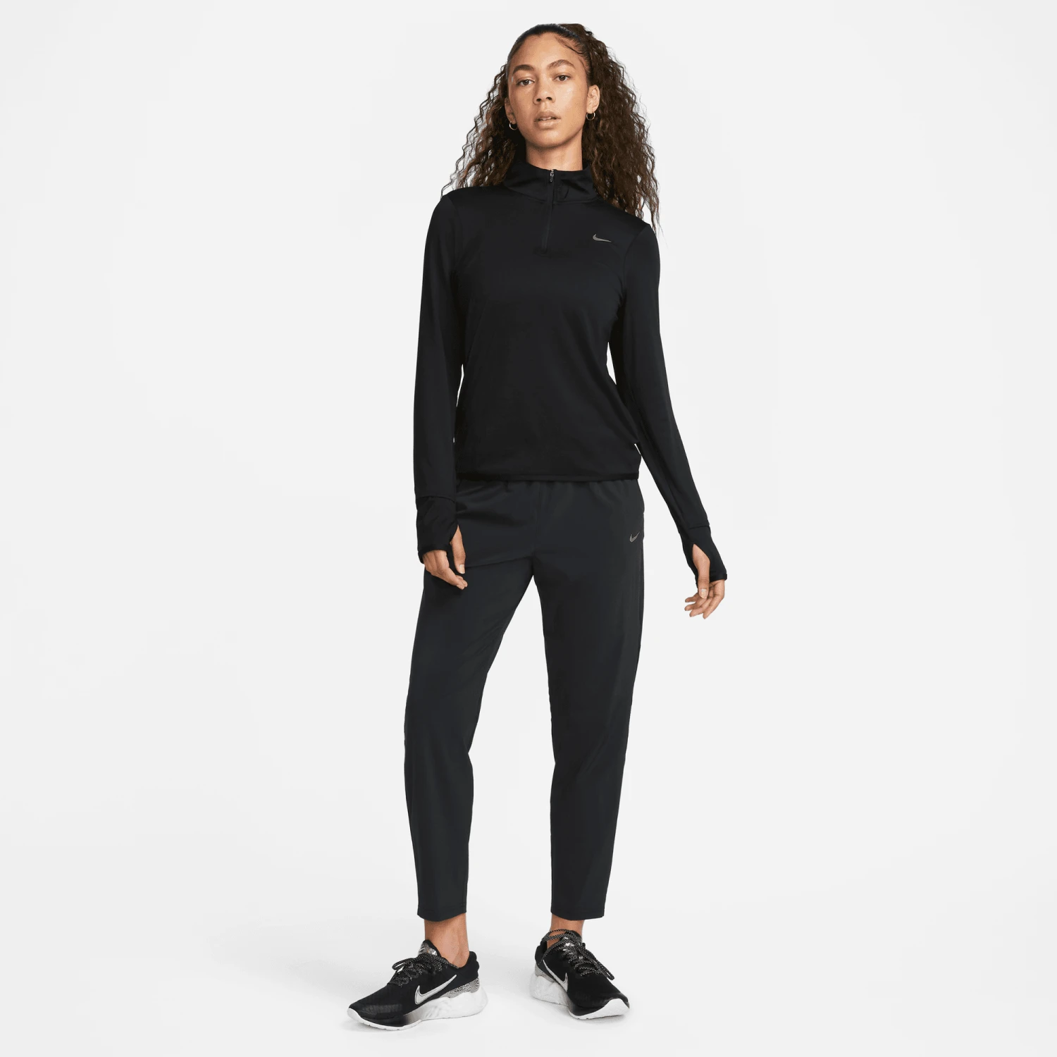 Nike Women's DRI-FIT Swift Element UV 1/4-Zip Running Top (010 - Black/Reflective Silver) 2 Nike Women's DRI-FIT Swift Element UV 1/4-Zip Running Top (010 - Black/Reflective Silver) - Image 2