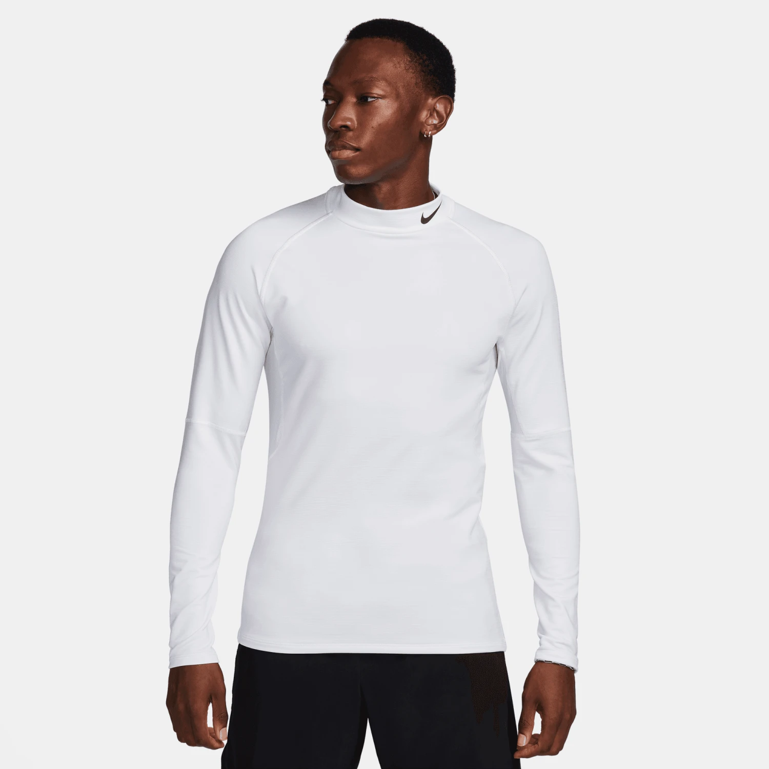Nike Men's Dri-FIT Warm Long-Sleeve Fitness Mock (100 - White/Black) 1 Nike Men's Dri-FIT Warm Long-Sleeve Fitness Mock (100 - White/Black)
