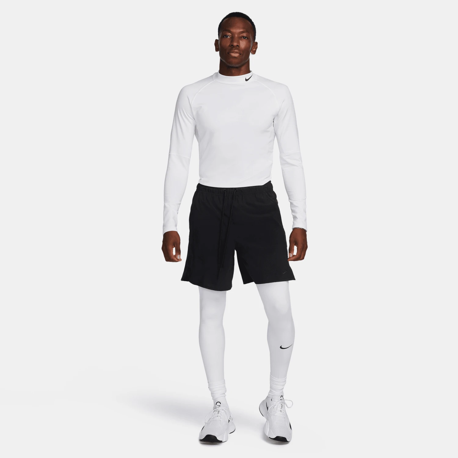 Nike Men's Dri-FIT Warm Long-Sleeve Fitness Mock (100 - White/Black) 3 Nike Men's Dri-FIT Warm Long-Sleeve Fitness Mock (100 - White/Black) - Image 3