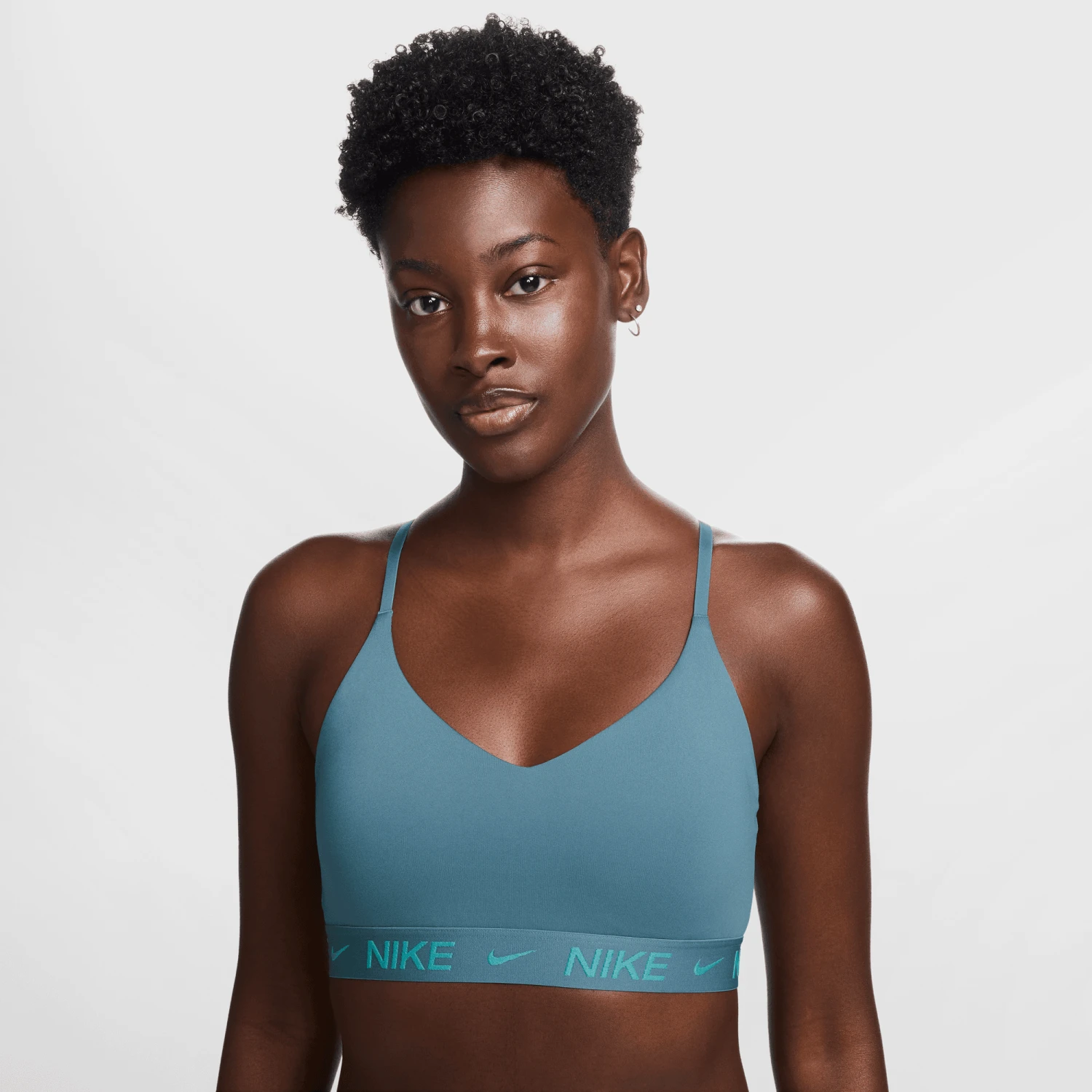 Nike Women's Indy Light Support Padded Adjustable Sports Bra (006 - Smokey Blue) 1 Nike Women's Indy Light Support Padded Adjustable Sports Bra (006 - Smokey Blue)