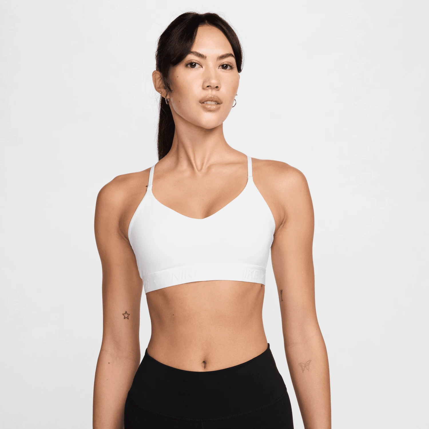 Nike Women's Indy Light Support Padded Adjustable Sports Bra (100 - White/Stone Mauve) 1 Nike Women's Indy Light Support Padded Adjustable Sports Bra (100 - White/Stone Mauve)