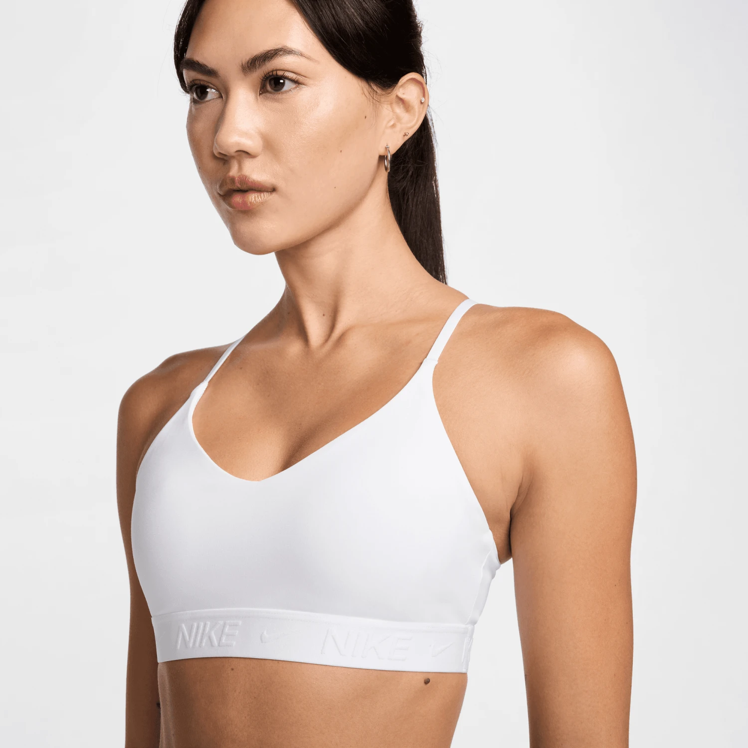 Nike Women's Indy Light Support Padded Adjustable Sports Bra (100 - White/Stone Mauve) 2 Nike Women's Indy Light Support Padded Adjustable Sports Bra (100 - White/Stone Mauve) - Image 2