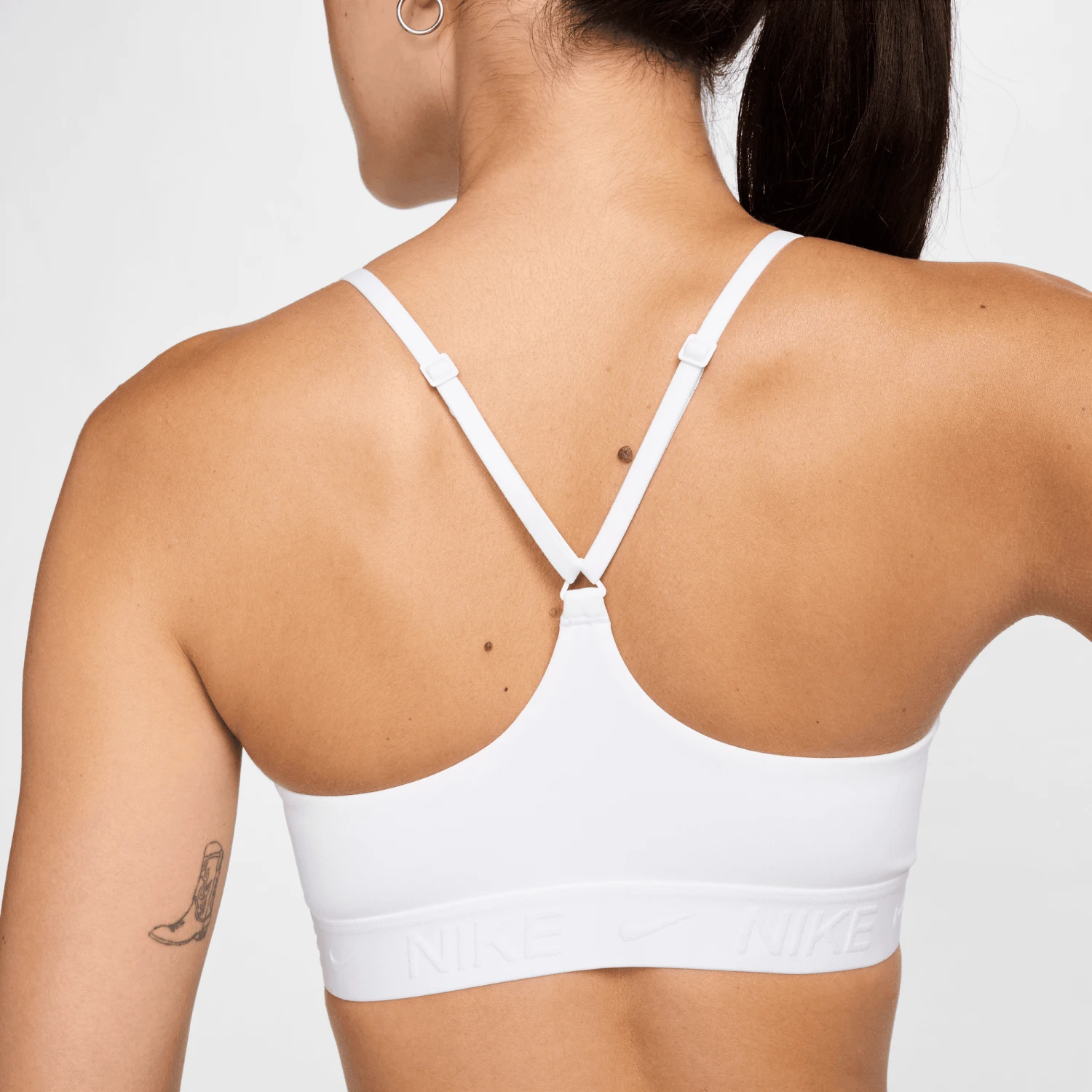 Nike Women's Indy Light Support Padded Adjustable Sports Bra (100 - White/Stone Mauve) 3 Nike Women's Indy Light Support Padded Adjustable Sports Bra (100 - White/Stone Mauve) - Image 3