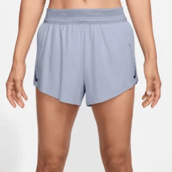 Nike Women's DRI-FIT ADV Aeroswift Mid-Rise Brief-Lined 3" Running Shorts (057 - Ghost/Blue Void)