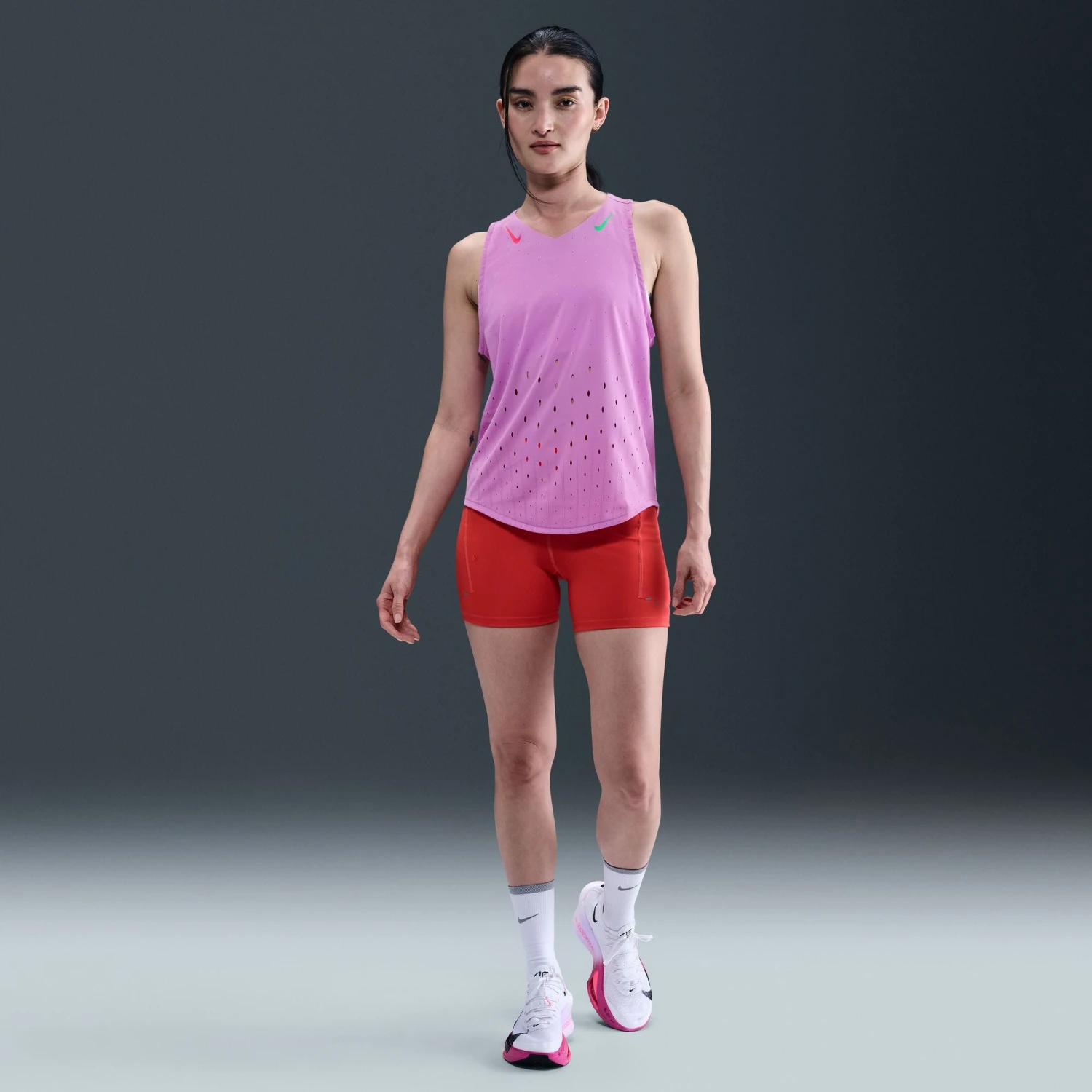 Nike Women's AeroSwift DRI-FIT ADV Running Singlet (532 - Rush Fuchsia/Aster Pink/Green Shock) 6 Nike Women's AeroSwift DRI-FIT ADV Running Singlet (532 - Rush Fuchsia/Aster Pink/Green Shock) - Image 6