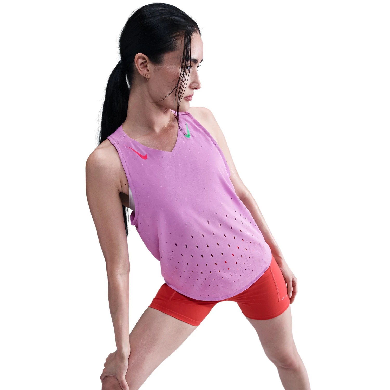 Nike Women's AeroSwift DRI-FIT ADV Running Singlet (532 - Rush Fuchsia/Aster Pink/Green Shock) 1 Nike Women's AeroSwift DRI-FIT ADV Running Singlet (532 - Rush Fuchsia/Aster Pink/Green Shock)