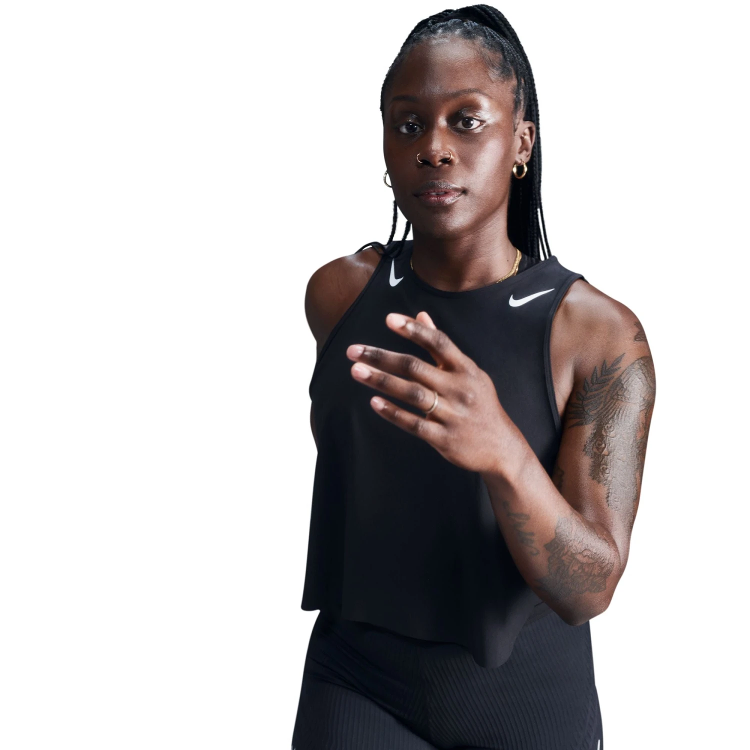 Nike Women's AeroSwift Women's Dri-FIT ADV Cropped Running Tank Top (010 - Black/White) 3 Nike Women's AeroSwift Women's Dri-FIT ADV Cropped Running Tank Top (010 - Black/White) - Image 3