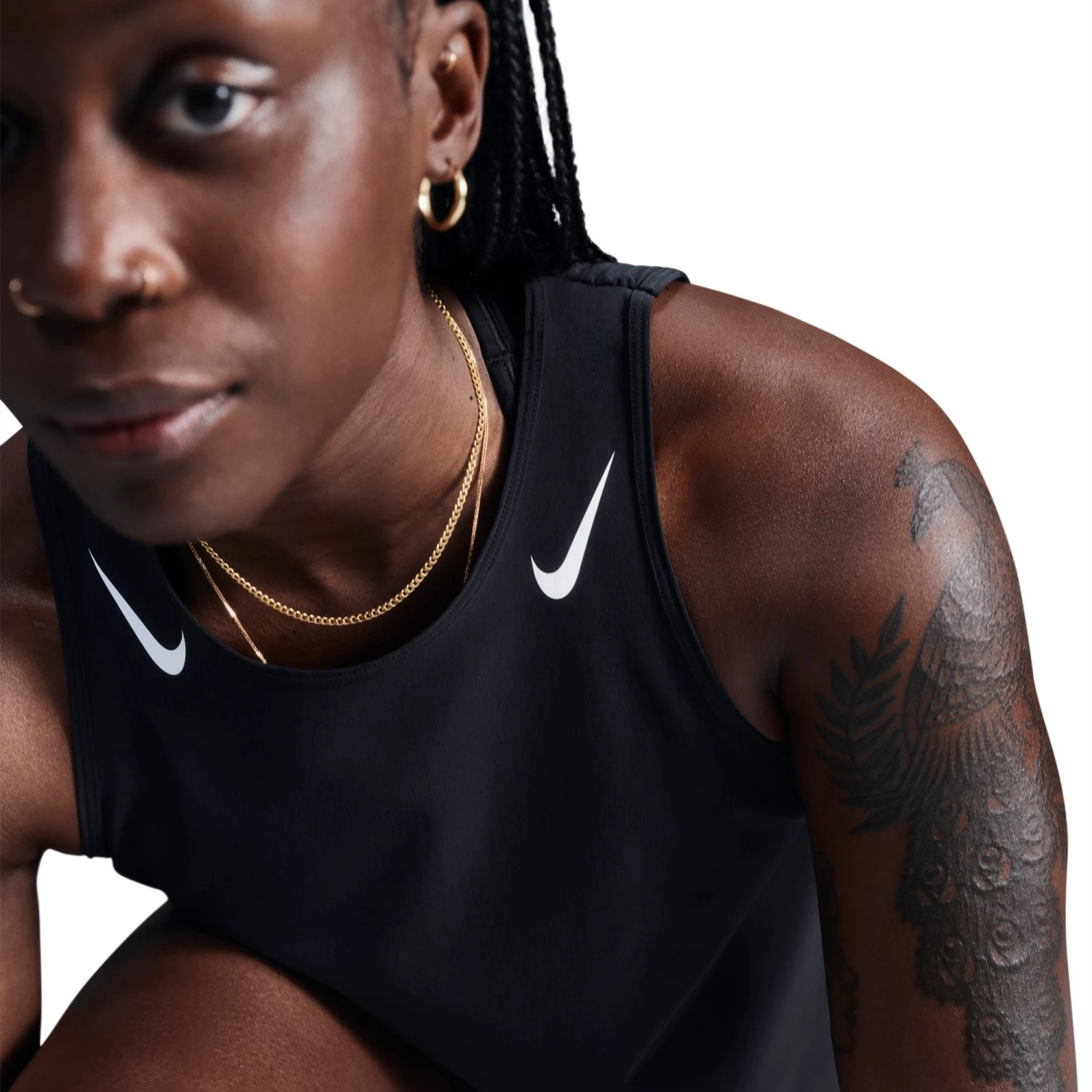 Nike Women's AeroSwift Women's Dri-FIT ADV Cropped Running Tank Top (010 - Black/White) 4 Nike Women's AeroSwift Women's Dri-FIT ADV Cropped Running Tank Top (010 - Black/White) - Image 4