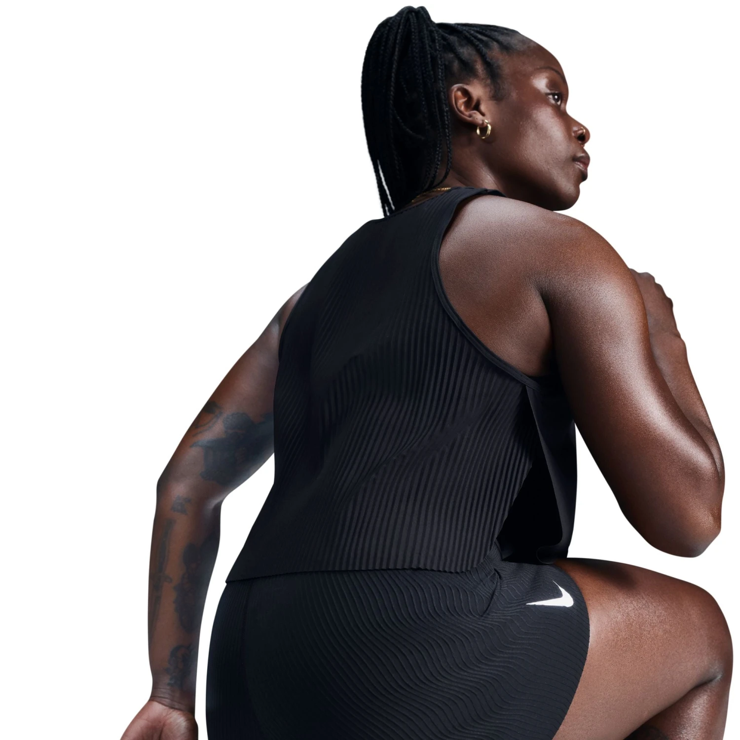 Nike Women's AeroSwift Women's Dri-FIT ADV Cropped Running Tank Top (010 - Black/White) 5 Nike Women's AeroSwift Women's Dri-FIT ADV Cropped Running Tank Top (010 - Black/White) - Image 5