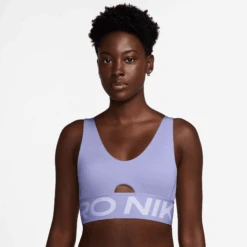 Nike Women's Pro Indy Plunge Women's Medium-Support Padded Sports Bra (533 - Lilac Ice/Amethyst Tint/White)
