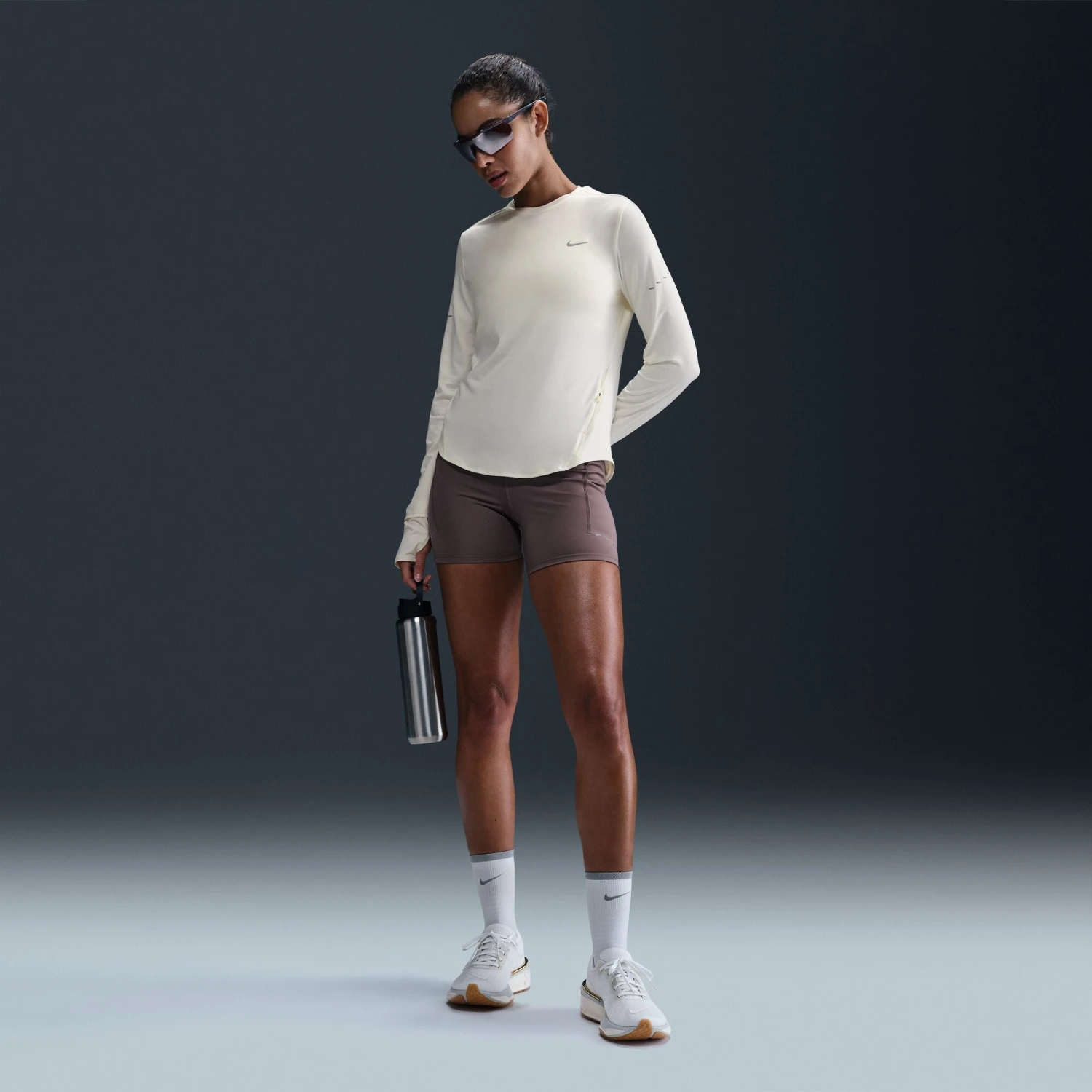 Nike Women's Swift Dri-FIT UV Long Sleeve (133 - Sail/Reflective Silver) 9 Nike Women's Swift Dri-FIT UV Long Sleeve (133 - Sail/Reflective Silver) - Image 9