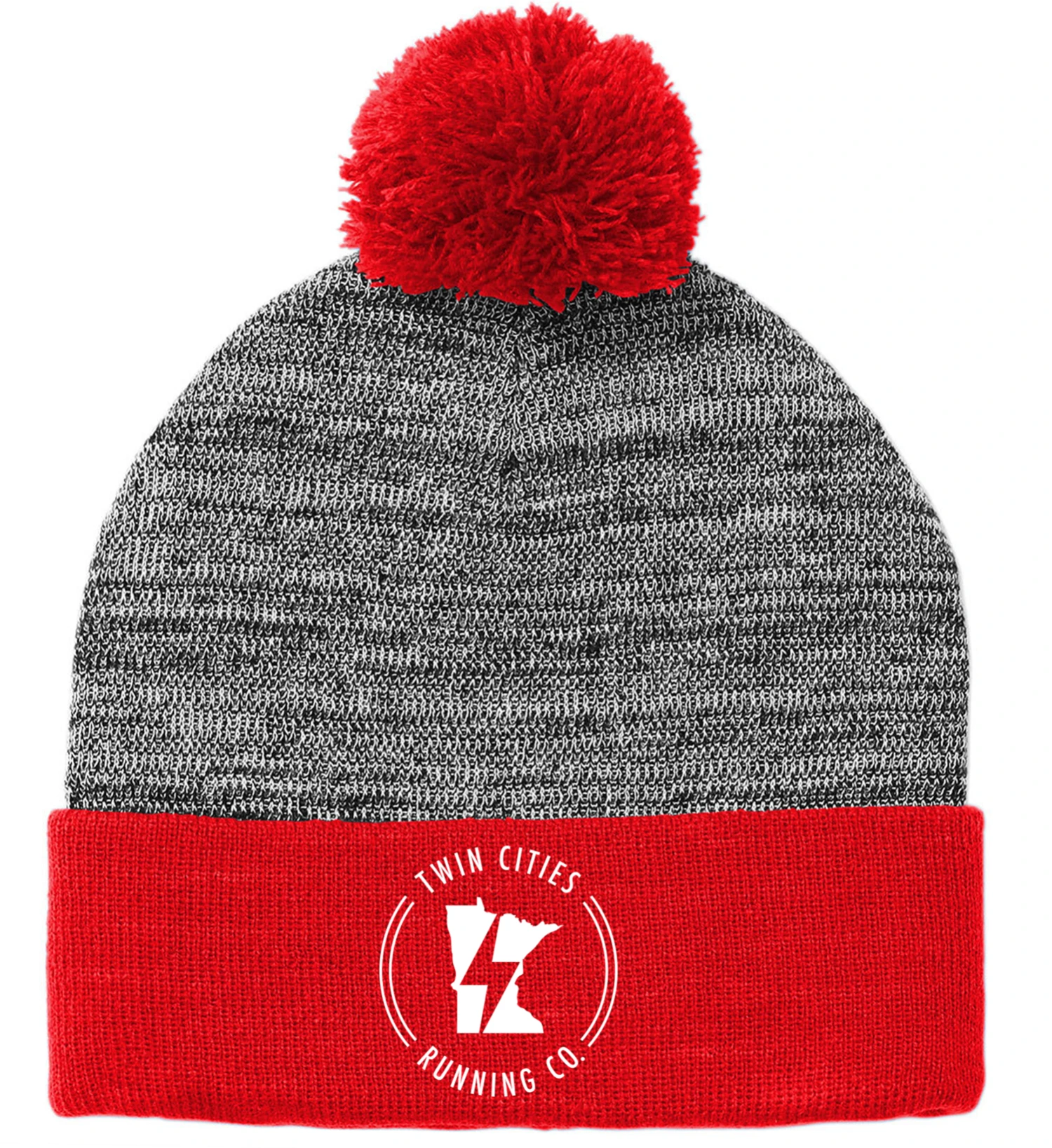 TCRC Heather Pom Beanie (True Red/Grey Heather) 1 TCRC Heather Pom Beanie (True Red/Grey Heather)