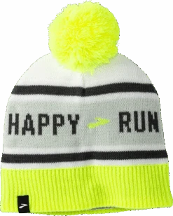 BROOKS Unisex Heritage Pom Beanie (143 - Run Happy White)