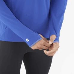 Salomon Men's Sense Aero Hybrid Half-Zip (Surf The Web) -TCRunning Shop LC2290700 3 MOD senseaerohybridhzhoodie surftheweb thumbholes m